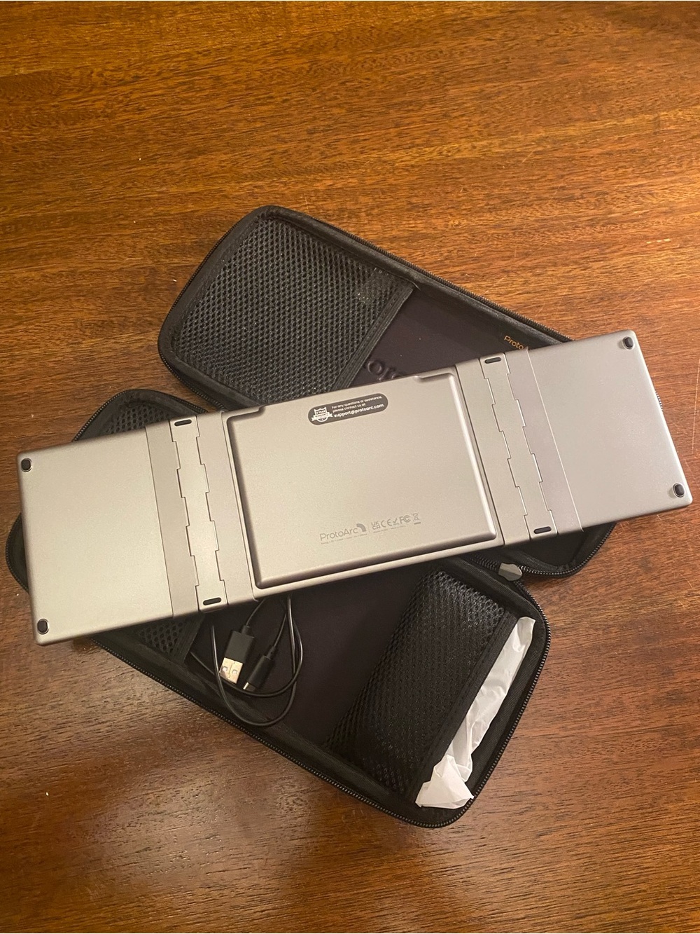 ProtoArc Foldable Compact Keyboard & Mouse Bundle, Case, USB Cable, Black/Silver